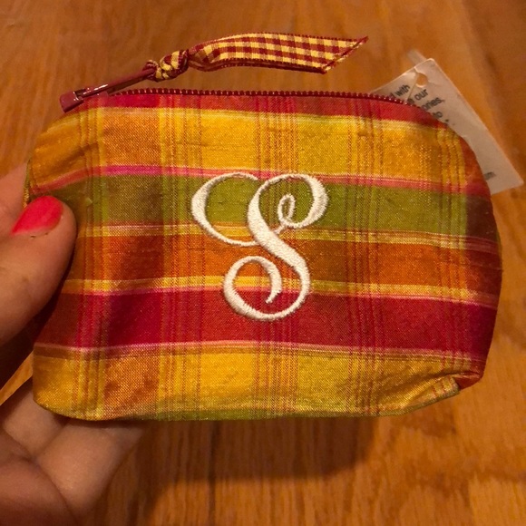S monogrammed coin purse/mini makeup case. - Picture 1 of 2